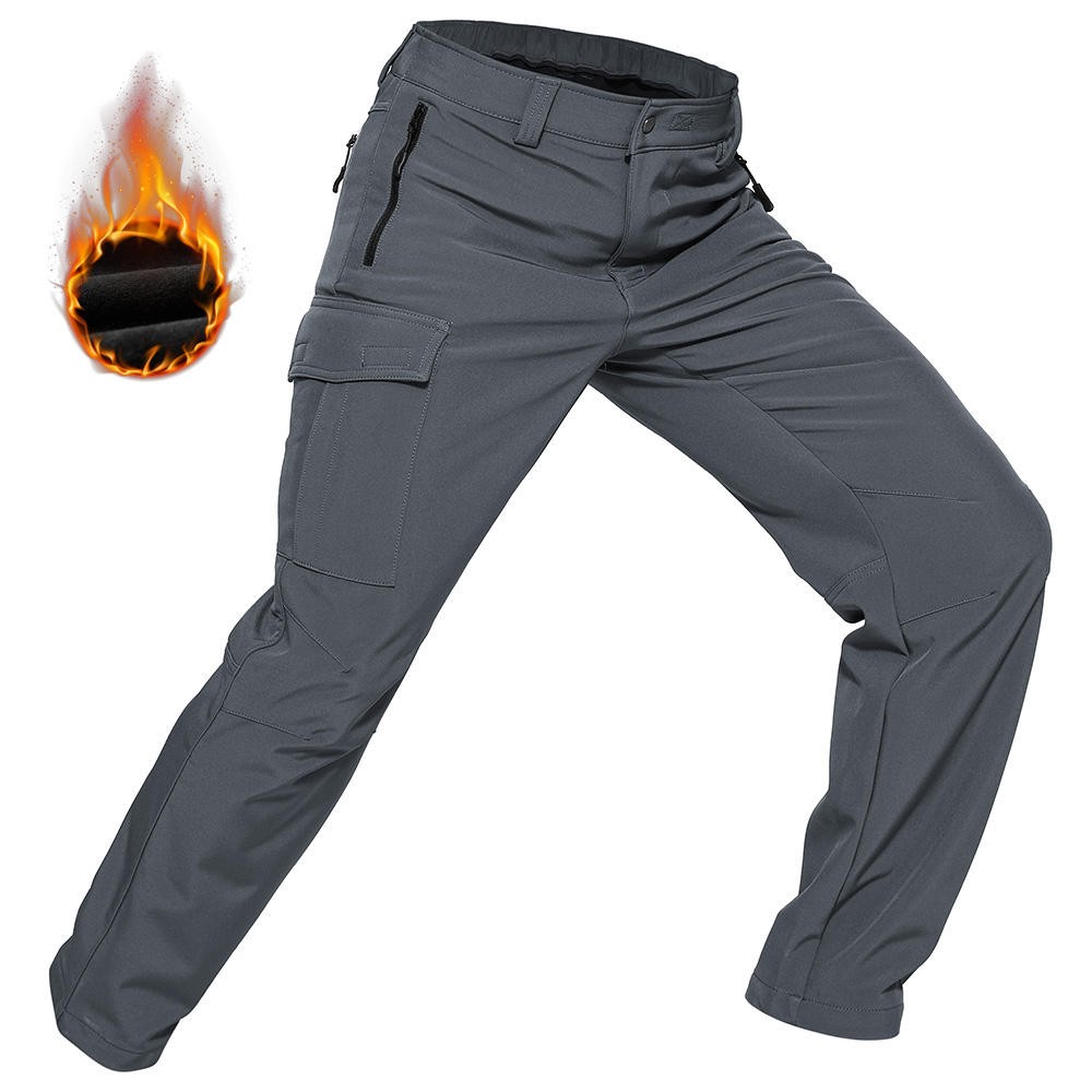 Custom Men's Winter Soft Shell Pants for Outdoor Sports Windproof Warm Waterproof Woven Cargo Hiking Water Resistant Pants